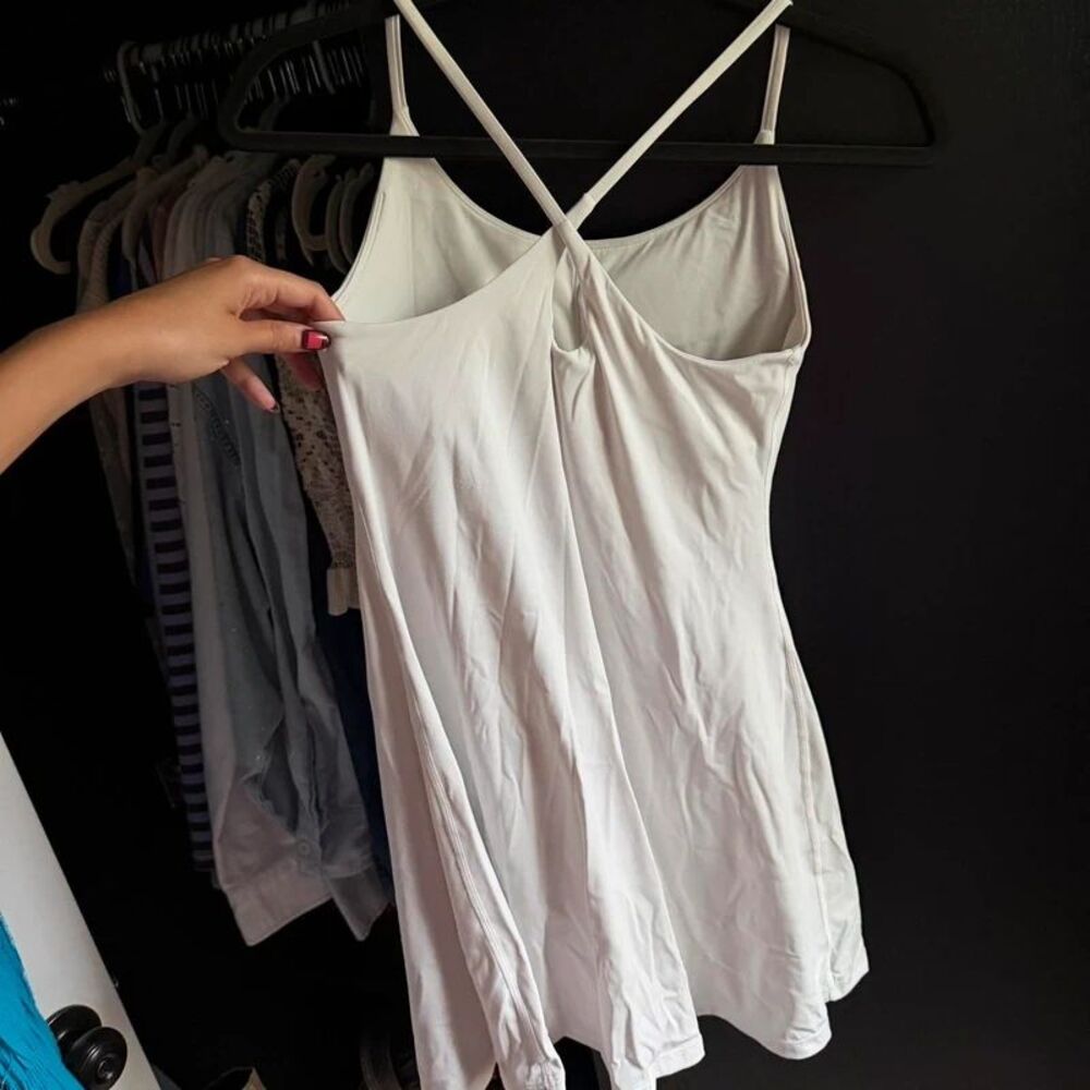 White athletic dress built in shorts and padding
